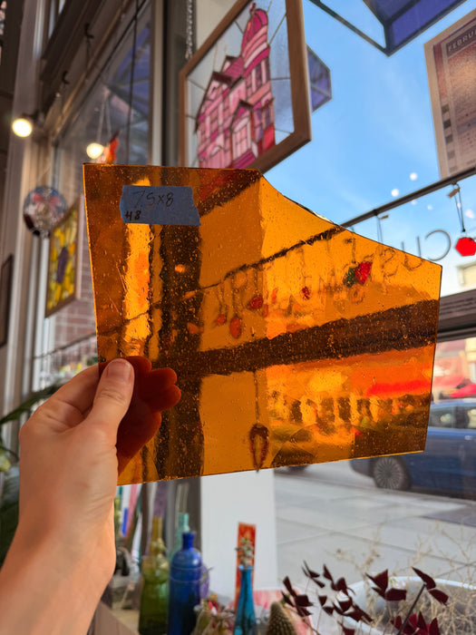 Amber Orange Mouth Blown Antique Glass Sheet Glass Colorado Glassworks
