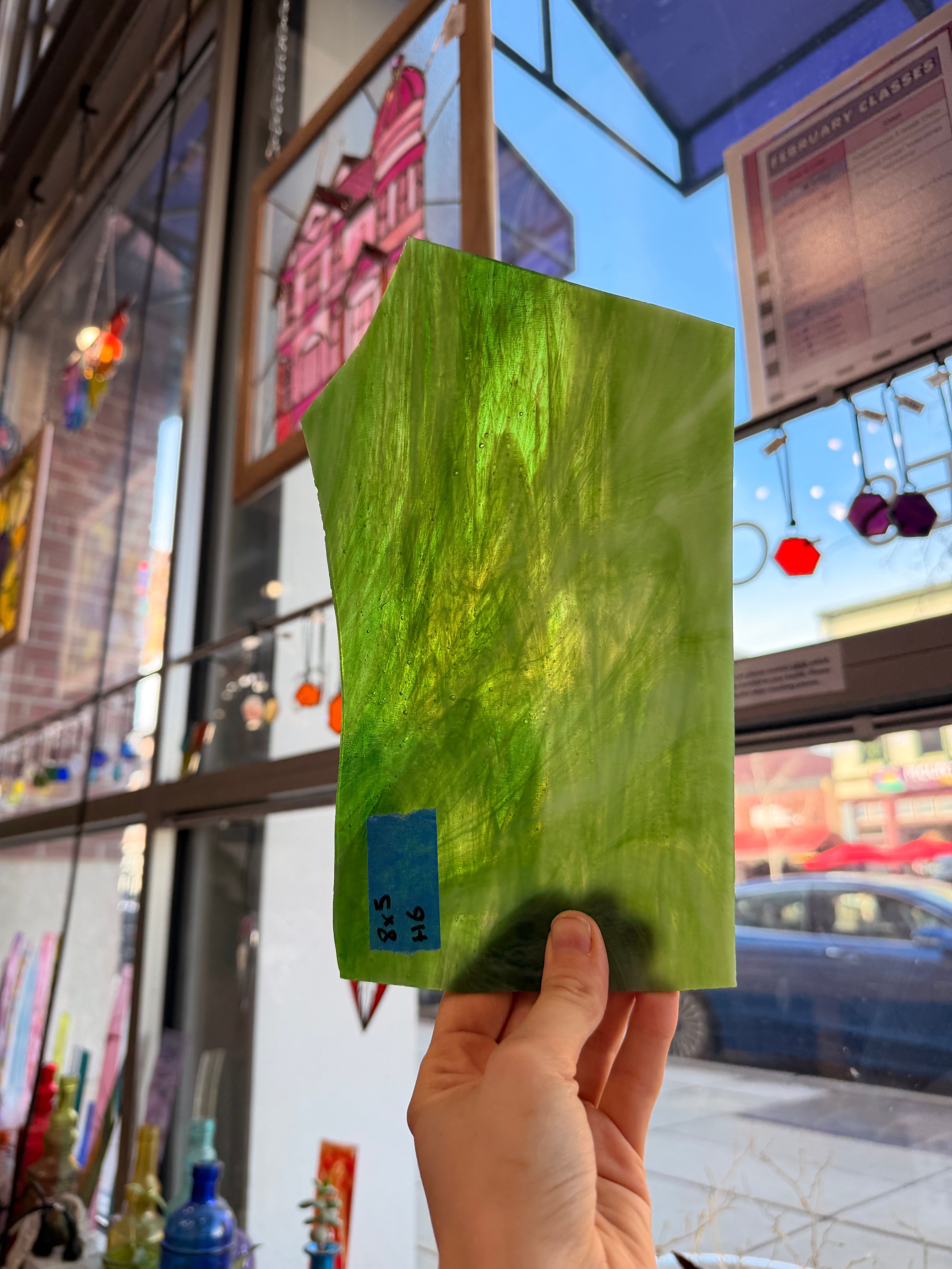 Mixed Green Wispy Sheet Glass Colorado Glassworks