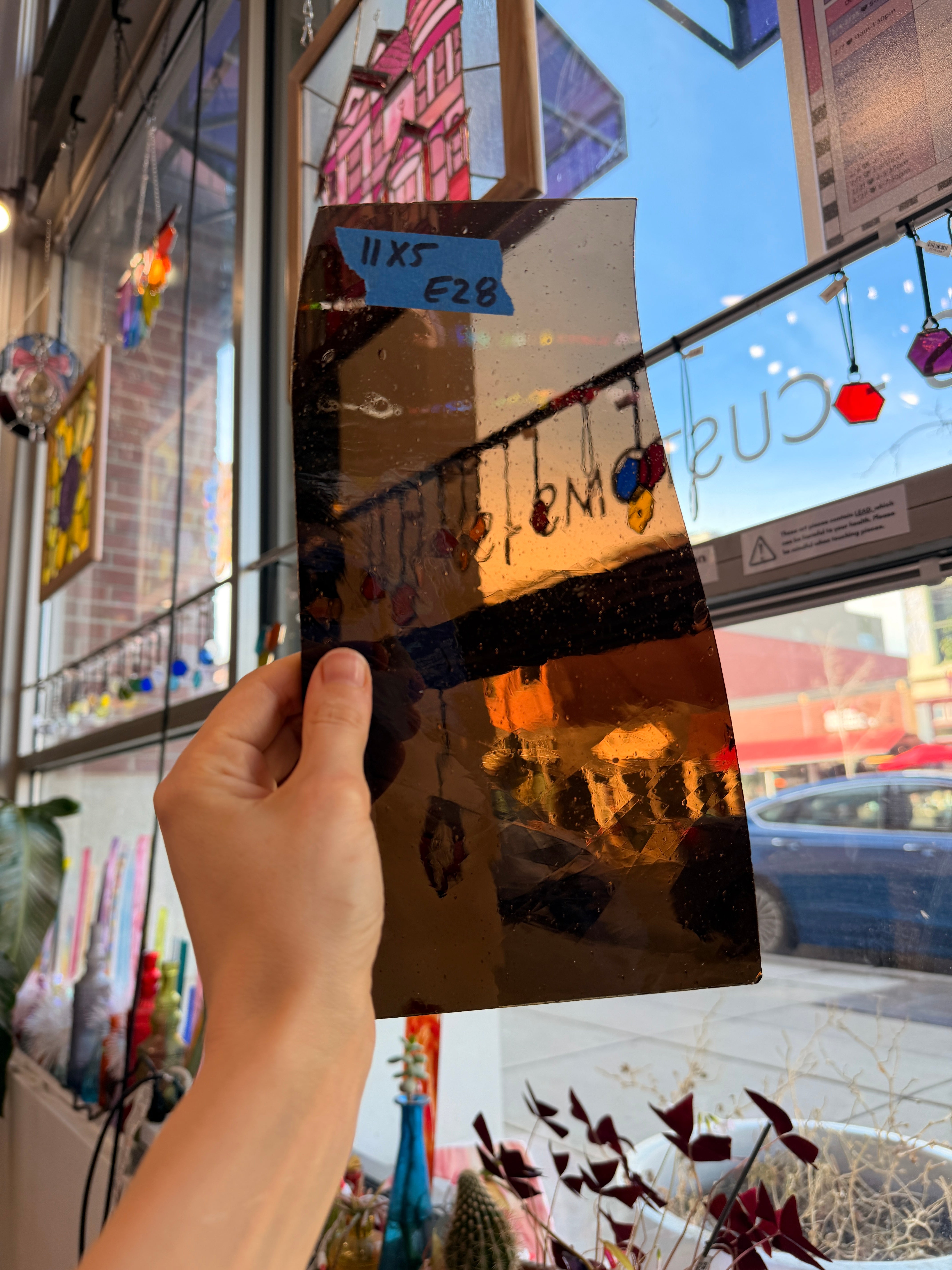 Brown Mouth Blown Faded Sheet Glass Colorado Glassworks