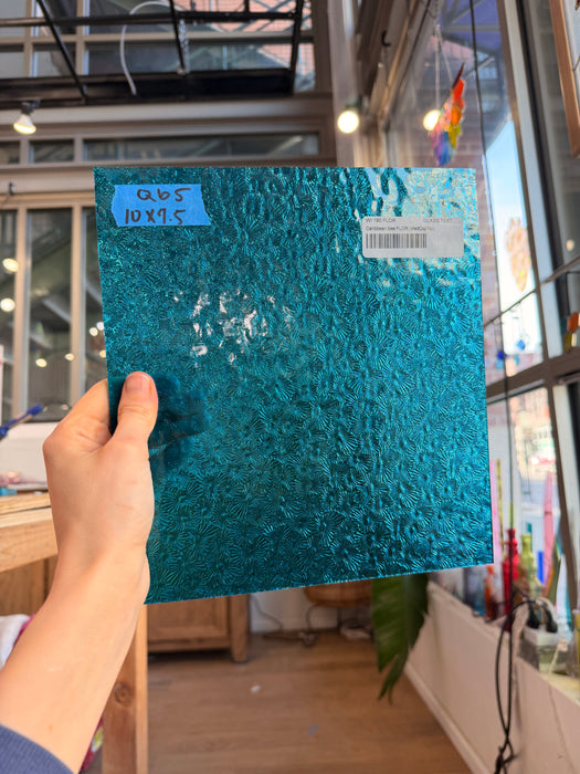 Caribbean Blue Florentine Wissmach Sheet Glass Unknown Q65 (10x7.5in)