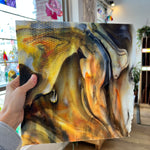 Koi / White with Orange/ Yellow and Black Highlights Radium Ripple Youghiogheny (UbY 58) Sheet Glass Colorado Glassworks