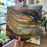 Koi / White with Orange/ Yellow and Black Highlights Radium Ripple Youghiogheny (UbY 58) Sheet Glass Colorado Glassworks