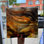 Koi / White with Orange/ Yellow and Black Highlights Radium Ripple Youghiogheny (UbY 58) Sheet Glass Colorado Glassworks