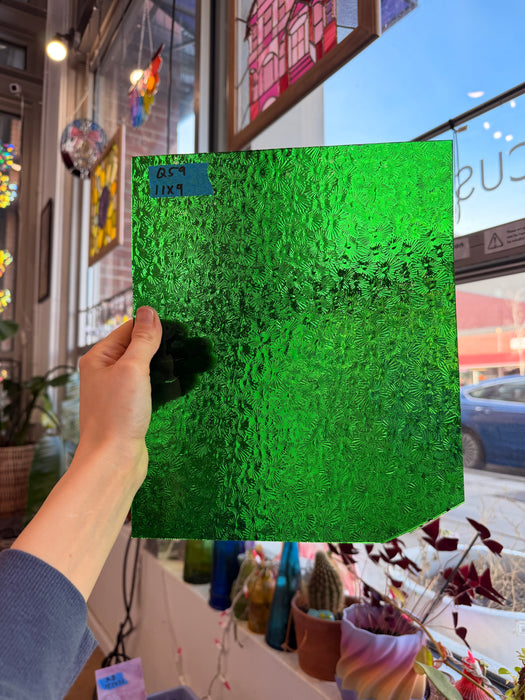 Shamrock/Medium Green Florentine Wissmach Sheet Glass Colorado Glassworks