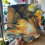 Koi / White with Orange/ Yellow and Black Highlights Radium Ripple Youghiogheny (UbY 58) Sheet Glass Colorado Glassworks
