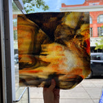 Koi / White with Orange/ Yellow and Black Highlights Radium Ripple Youghiogheny (UbY 58) Sheet Glass Colorado Glassworks