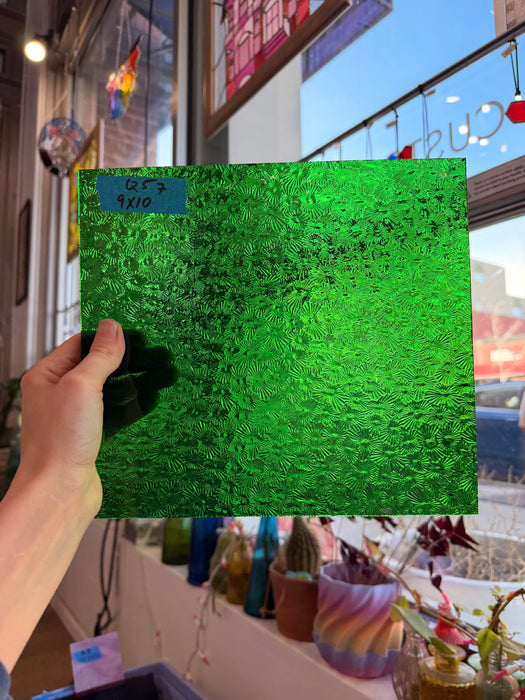 Shamrock/Medium Green Florentine Wissmach Sheet Glass Colorado Glassworks