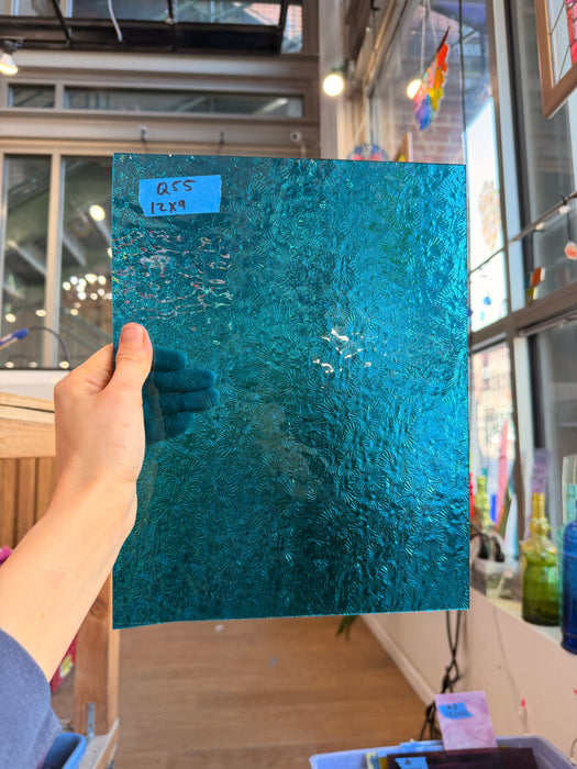 Caribbean Blue Florentine Wissmach Sheet Glass Unknown Q55 (12x9in)