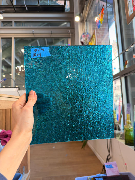 Caribbean Blue Florentine Wissmach Sheet Glass Unknown Q54 (10x9in)