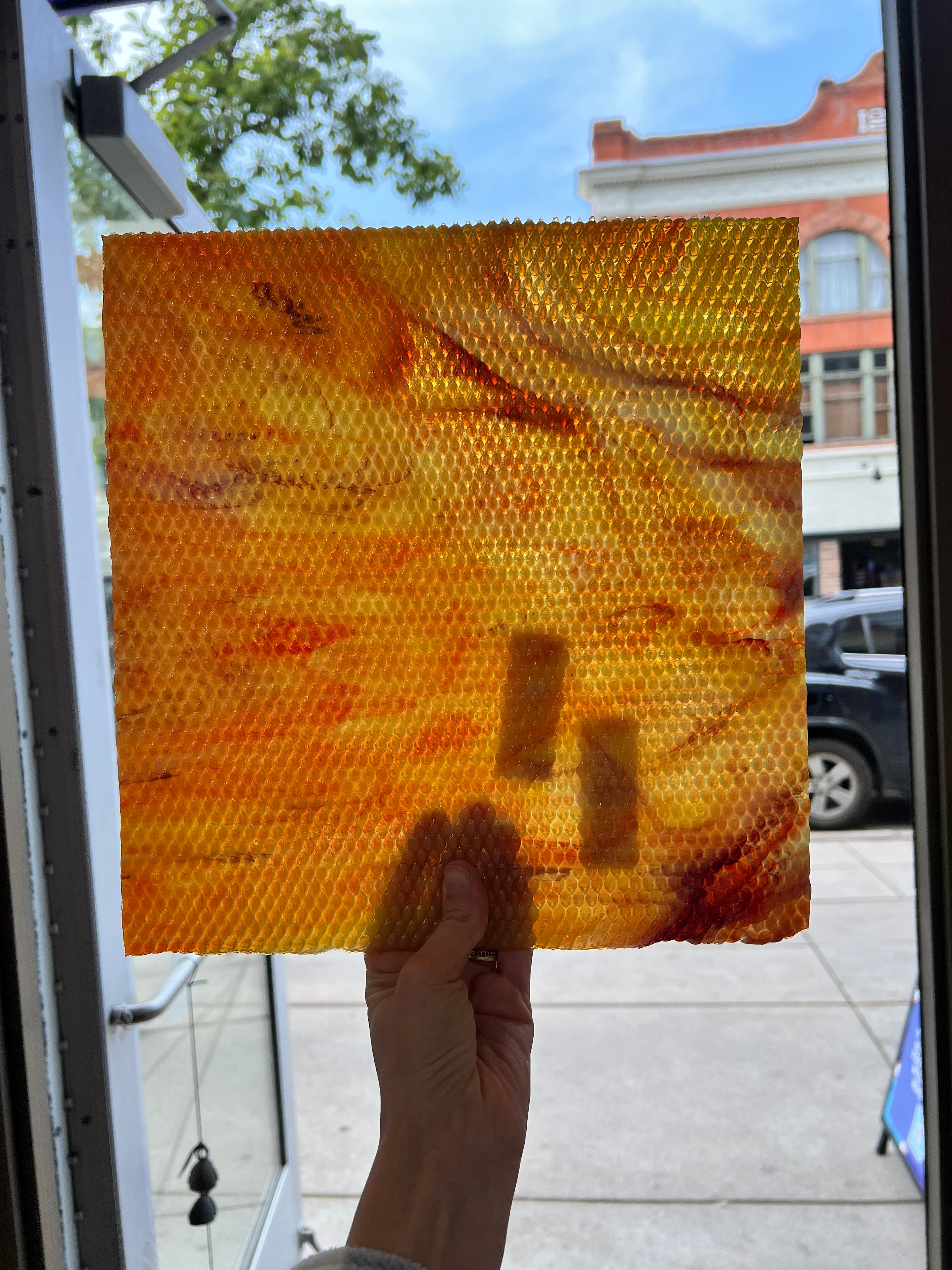 NEW! - Corn/ White with Orange/ Yellow and Dark Red Youghiogheny Sheet Glass Colorado Glassworks