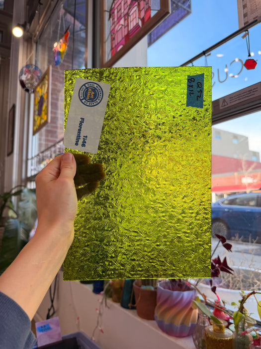 Pear/Lime Green Florentine Wissmach Sheet Glass Colorado Glassworks