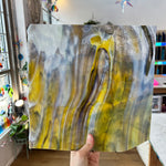 NEW! - Golden Yellow / Amber/ Purple with Green Ring Mottle Youghiogheny Sheet Glass Colorado Glassworks