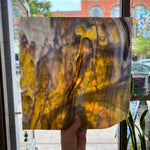 NEW! - Golden Yellow / Amber/ Purple with Green Ring Mottle Youghiogheny Sheet Glass Colorado Glassworks