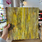 NEW! - Golden Yellow / Amber/ Purple with Green Ring Mottle Youghiogheny Sheet Glass Colorado Glassworks