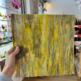 NEW! - Golden Yellow / Amber/ Purple with Green Ring Mottle Youghiogheny Sheet Glass Colorado Glassworks