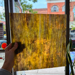NEW! - Golden Yellow / Amber/ Purple with Green Ring Mottle Youghiogheny Sheet Glass Colorado Glassworks