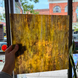 NEW! - Golden Yellow / Amber/ Purple with Green Ring Mottle Youghiogheny Sheet Glass Colorado Glassworks