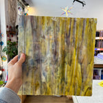 NEW! - Golden Yellow / Amber/ Purple with Green Ring Mottle Youghiogheny Sheet Glass Colorado Glassworks