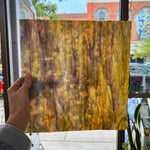 NEW! - Golden Yellow / Amber/ Purple with Green Ring Mottle Youghiogheny Sheet Glass Colorado Glassworks