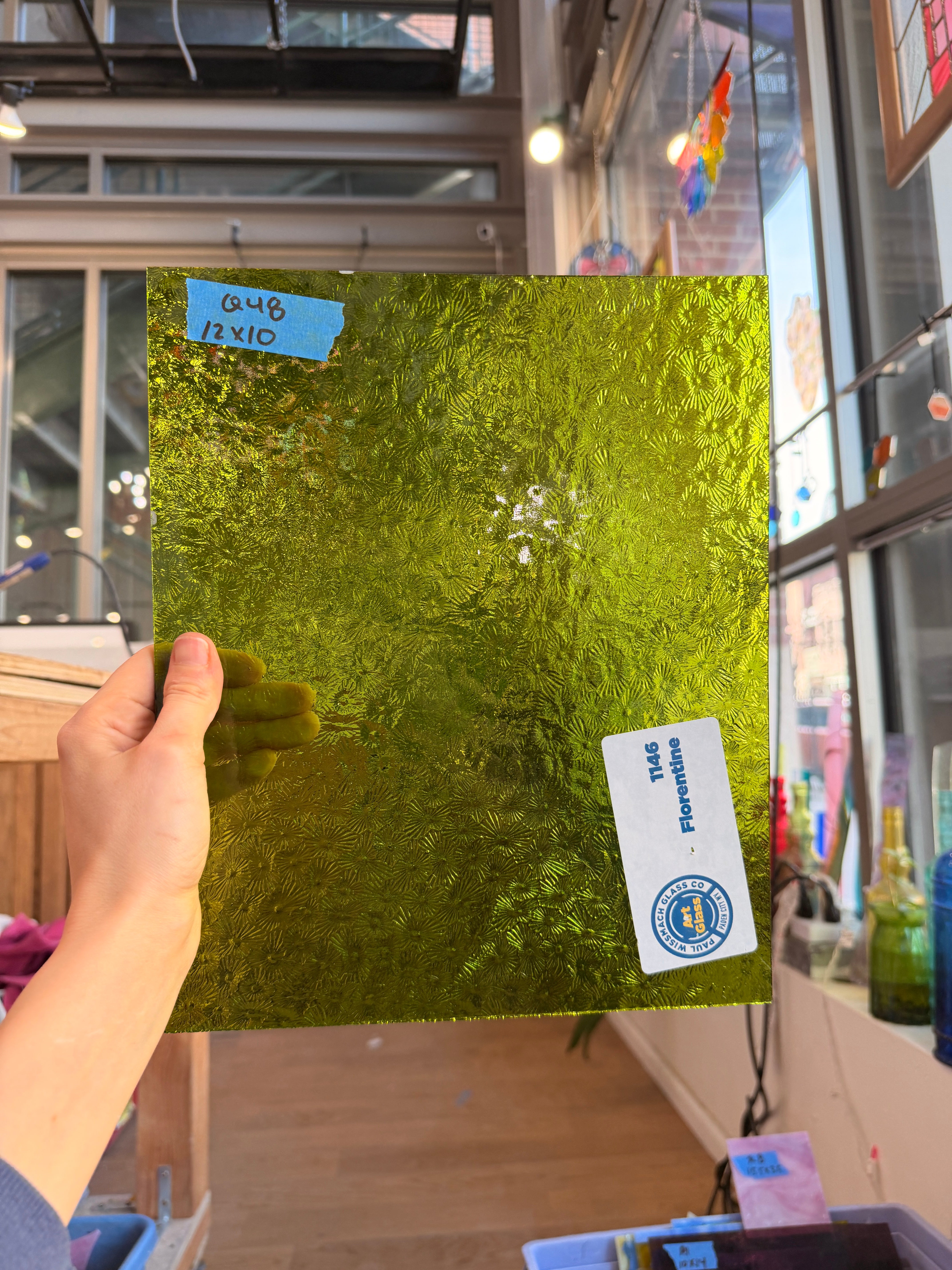 Pear/Lime Green Florentine Wissmach Sheet Glass Colorado Glassworks