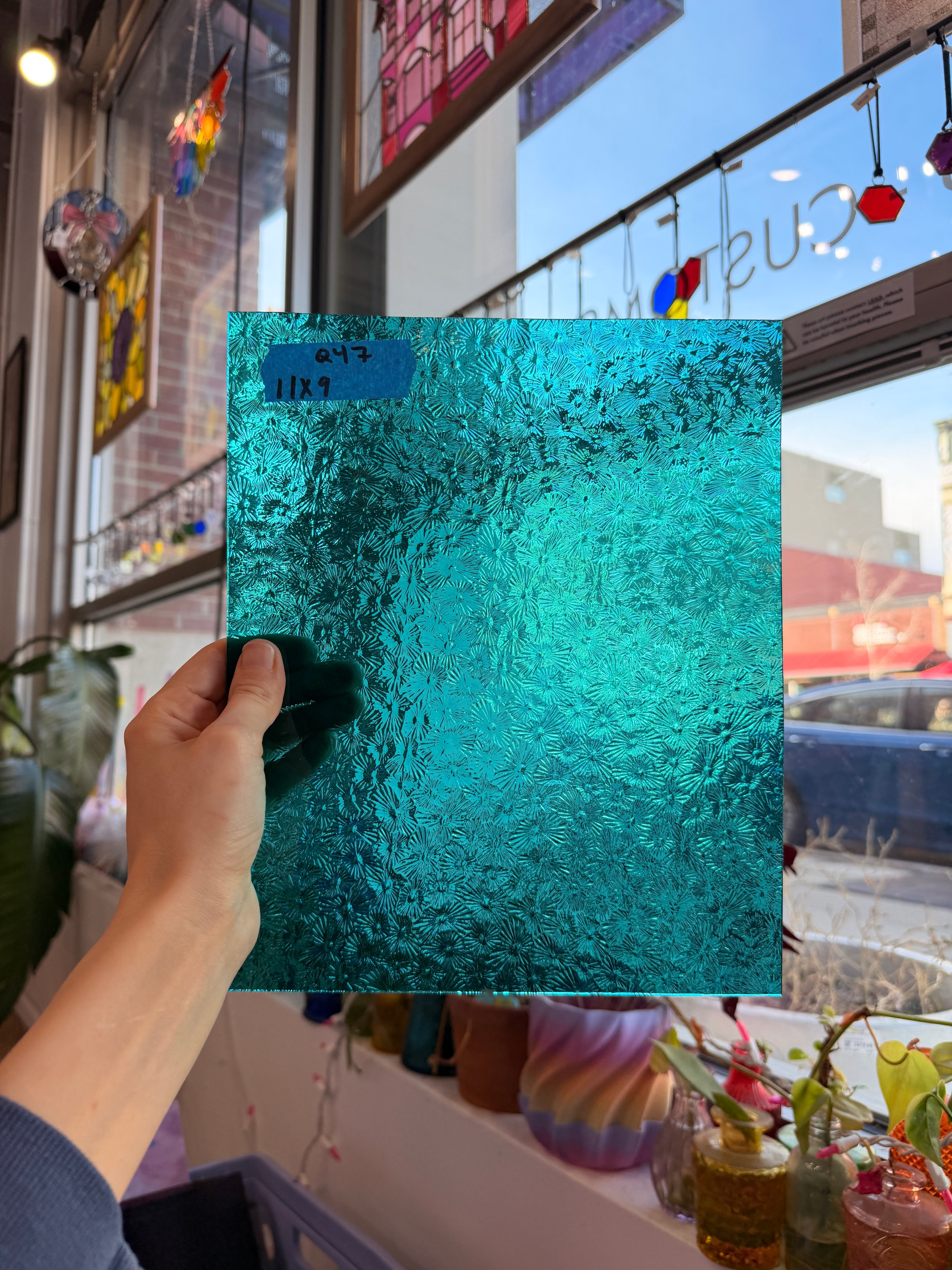 Robins Egg Teal Florentine Wissmach Sheet Glass Unknown