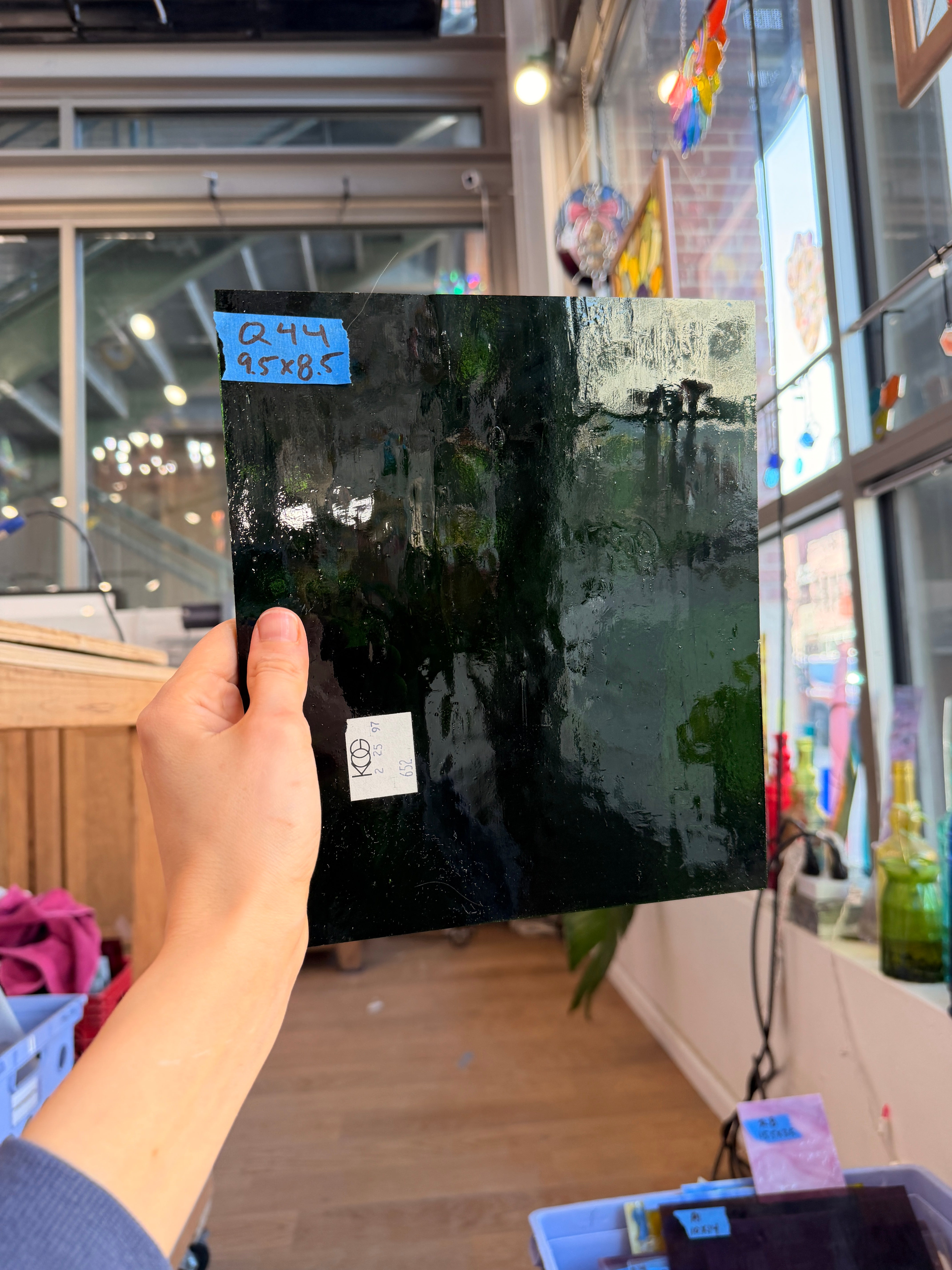 Dark Green Transparent Kokomo Sheet Glass Colorado Glassworks