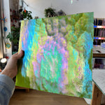 Lime Green Stipple Iridescent Youghiogheny (Y4500SPI) Sheet Glass Colorado Glassworks