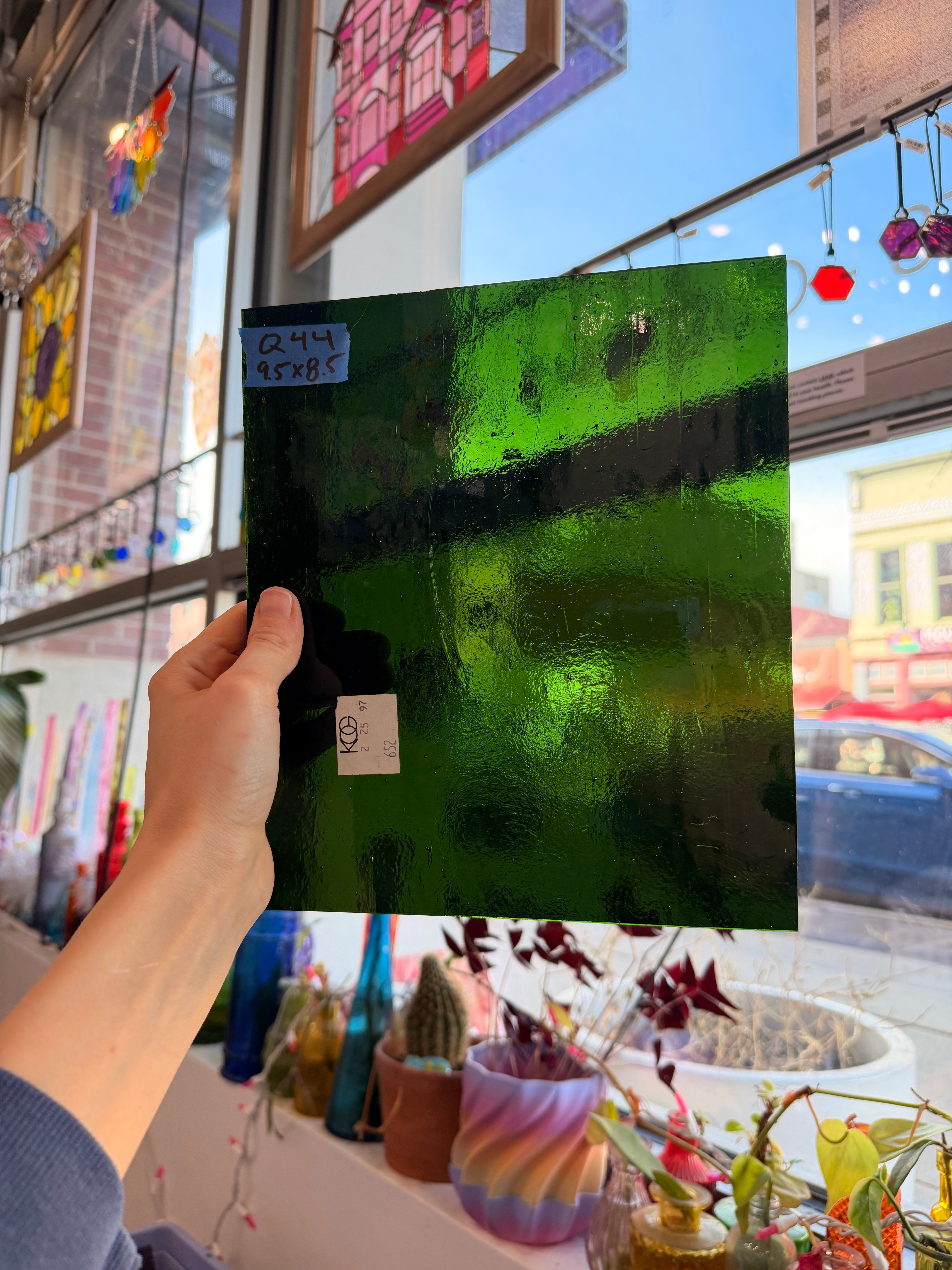 Dark Green Transparent Kokomo Sheet Glass Colorado Glassworks