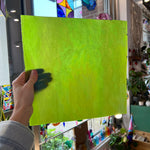 Lime Green Stipple Iridescent Youghiogheny (Y4500SPI) Sheet Glass Colorado Glassworks