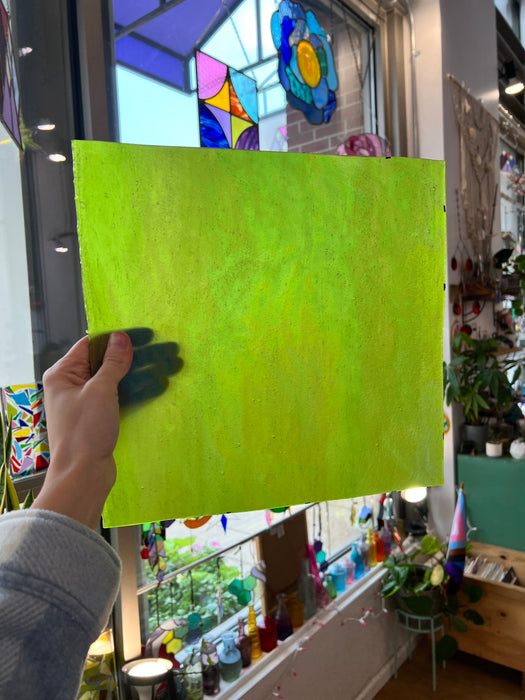 Lime Green Stipple Iridescent Youghiogheny (Y4500SPI) Sheet Glass Colorado Glassworks