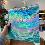 Turquoise Iridescent Stipple Youghiogheny (Y6600SPI) Sheet Glass Colorado Glassworks