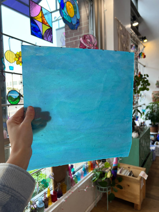 Turquoise Iridescent Stipple Youghiogheny (Y6600SPI) Sheet Glass Colorado Glassworks