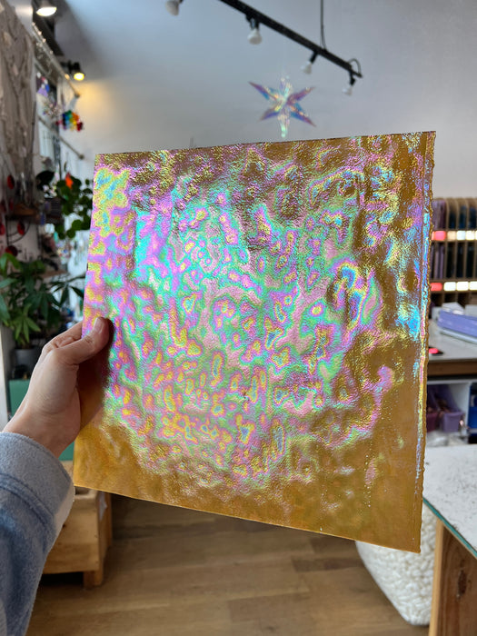 Beige Stipple Iridescent Youghiogheny (Y5002SPI) Sheet Glass Colorado Glassworks