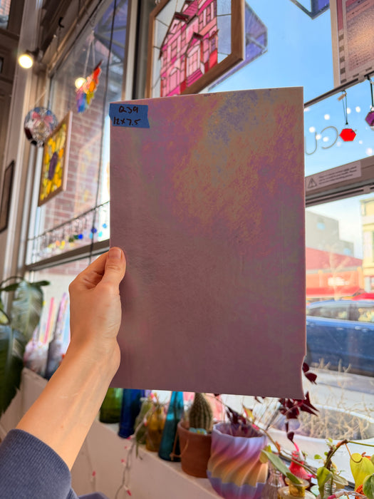 Mauve Iridescent Purple Wissmach Fusible 96 COE Sheet Glass Colorado Glassworks