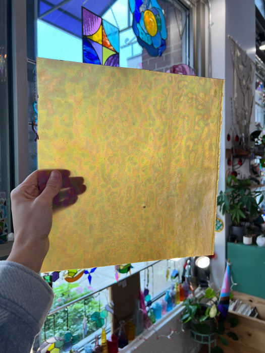 Beige Stipple Iridescent Youghiogheny (Y5002SPI) Sheet Glass Colorado Glassworks