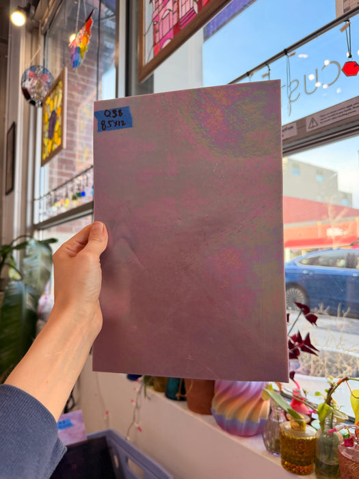 Mauve Iridescent Purple Wissmach Fusible 96 COE Sheet Glass Colorado Glassworks