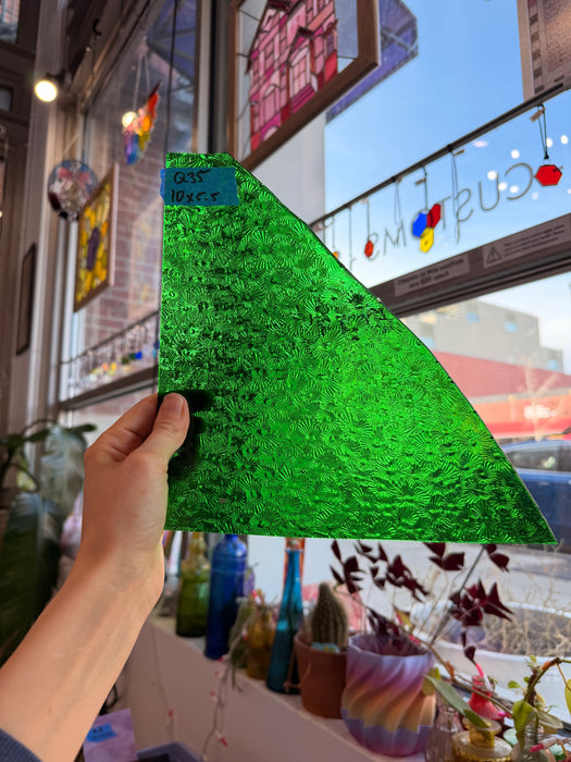 Shamrock/Medium Green Florentine Wissmach Sheet Glass Colorado Glassworks
