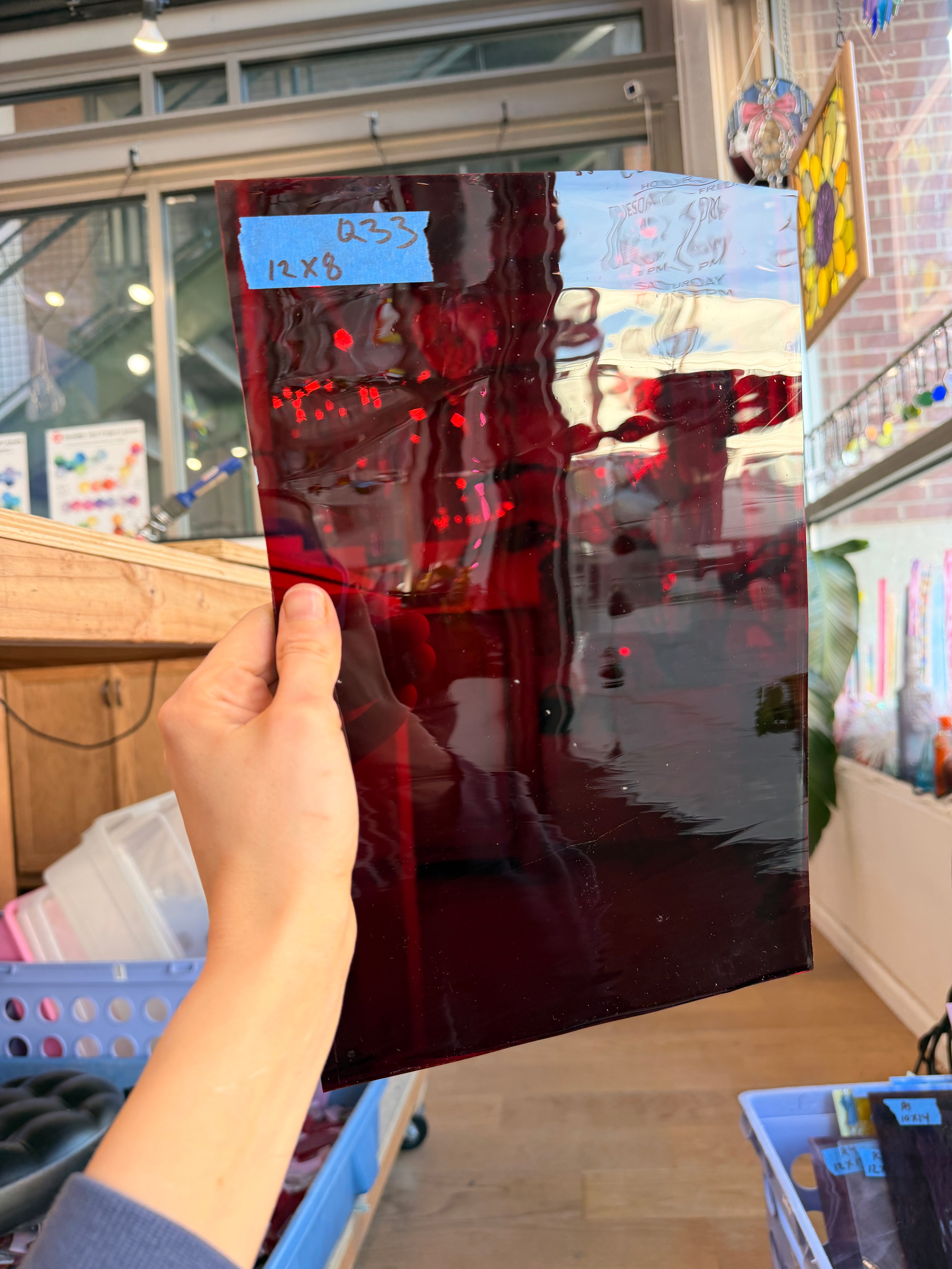 Dark Red Mouthblown Flash Glass Sheet Glass Colorado Glassworks