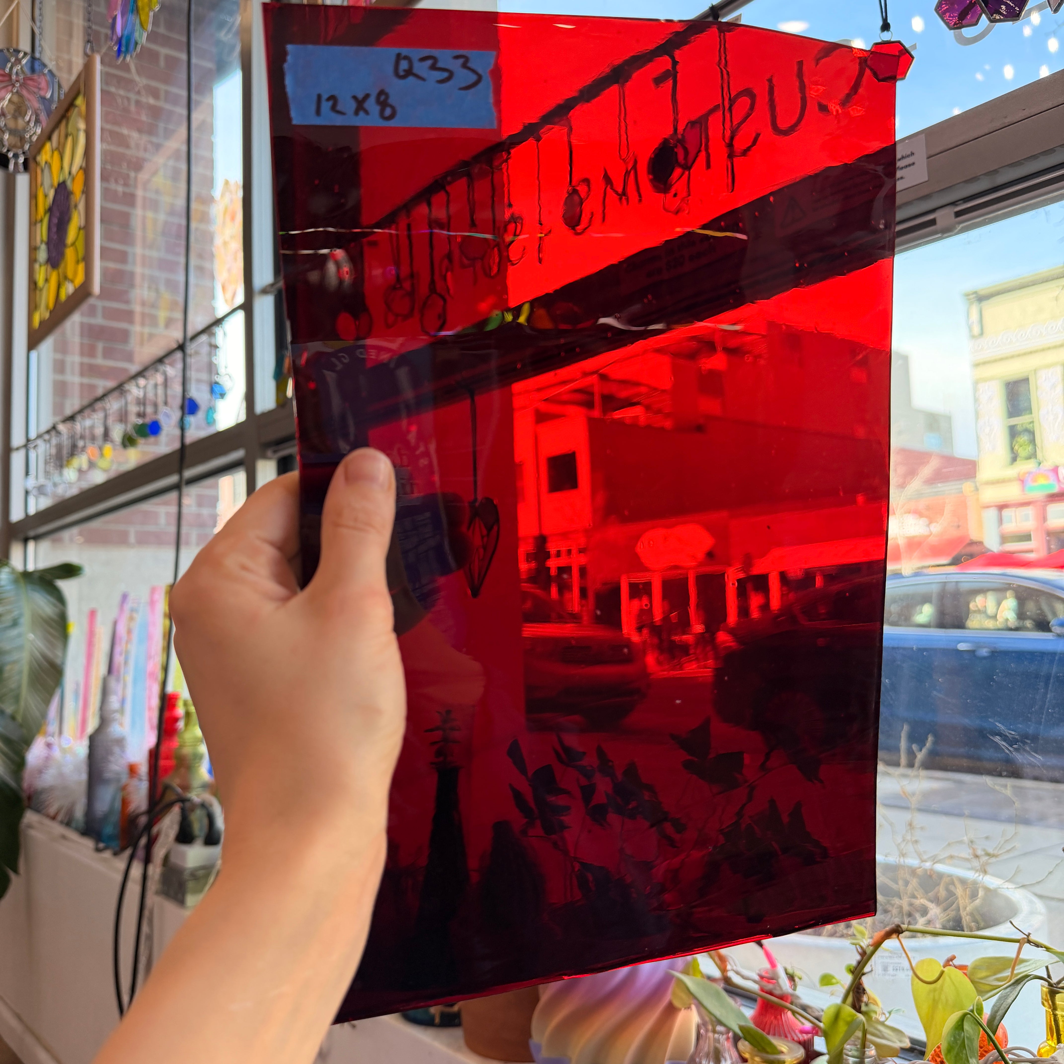 Dark Red Mouthblown Flash Glass Sheet Glass Colorado Glassworks