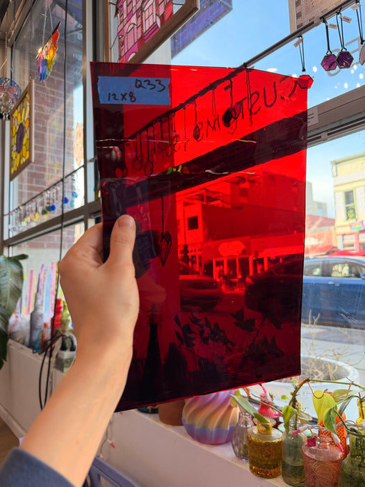 Dark Red Mouthblown Flash Glass Sheet Glass Colorado Glassworks