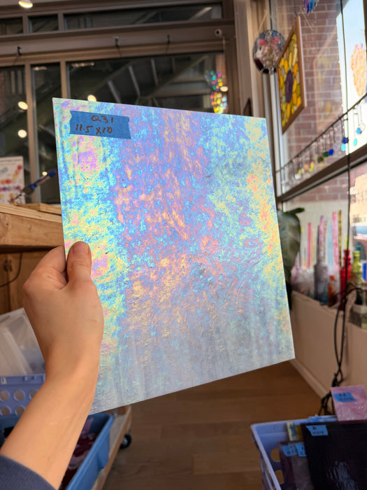 Light Violet Wispy Iridescent Wissmach (WI WO2180IR) Sheet Glass Colorado Glass Works 11.5x10in (WM-44004653)