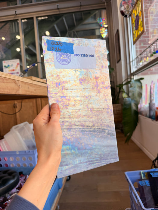 Light Violet Wispy Iridescent Wissmach (WI WO2180IR) Sheet Glass Colorado Glass Works 12x6in (WM-43775277)