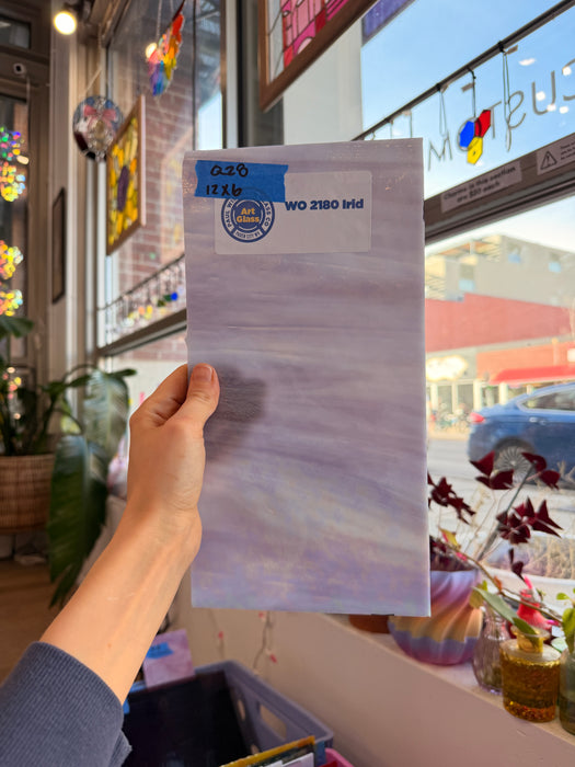 Light Violet Wispy Iridescent Wissmach (WI WO2180IR) Sheet Glass Colorado Glass Works