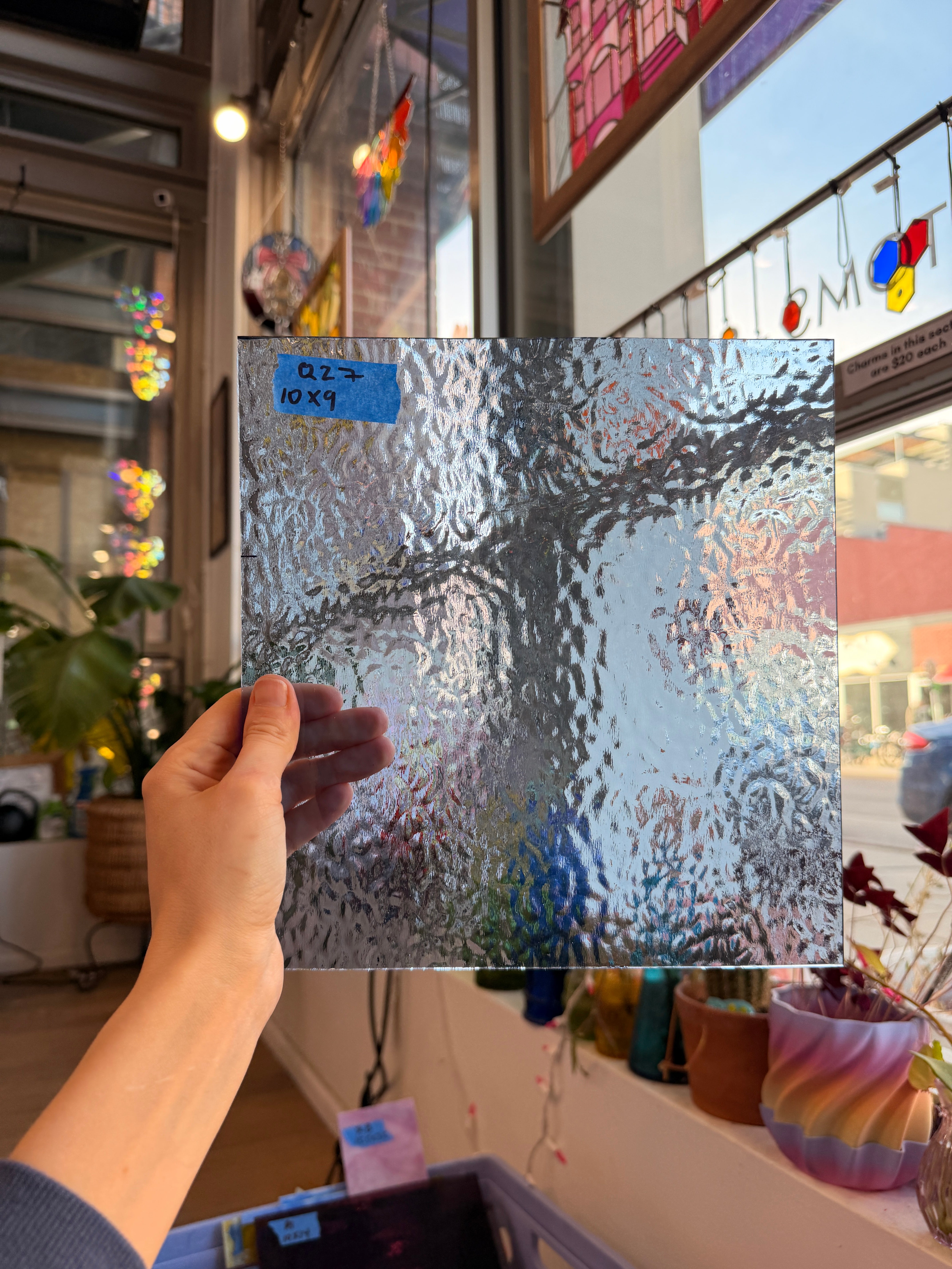 Princess Blue English Muffle Sheet Glass Colorado Glassworks Q27 (10x9in)