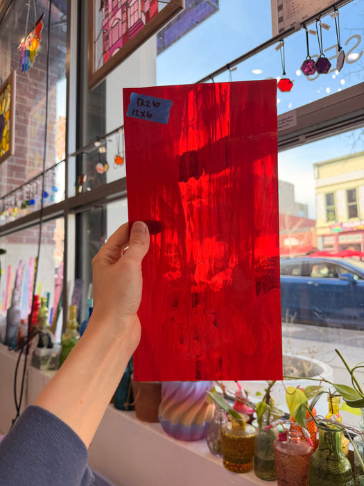 Vintage Red Wispy Spectrum Sheet Glass Colorado Glassworks