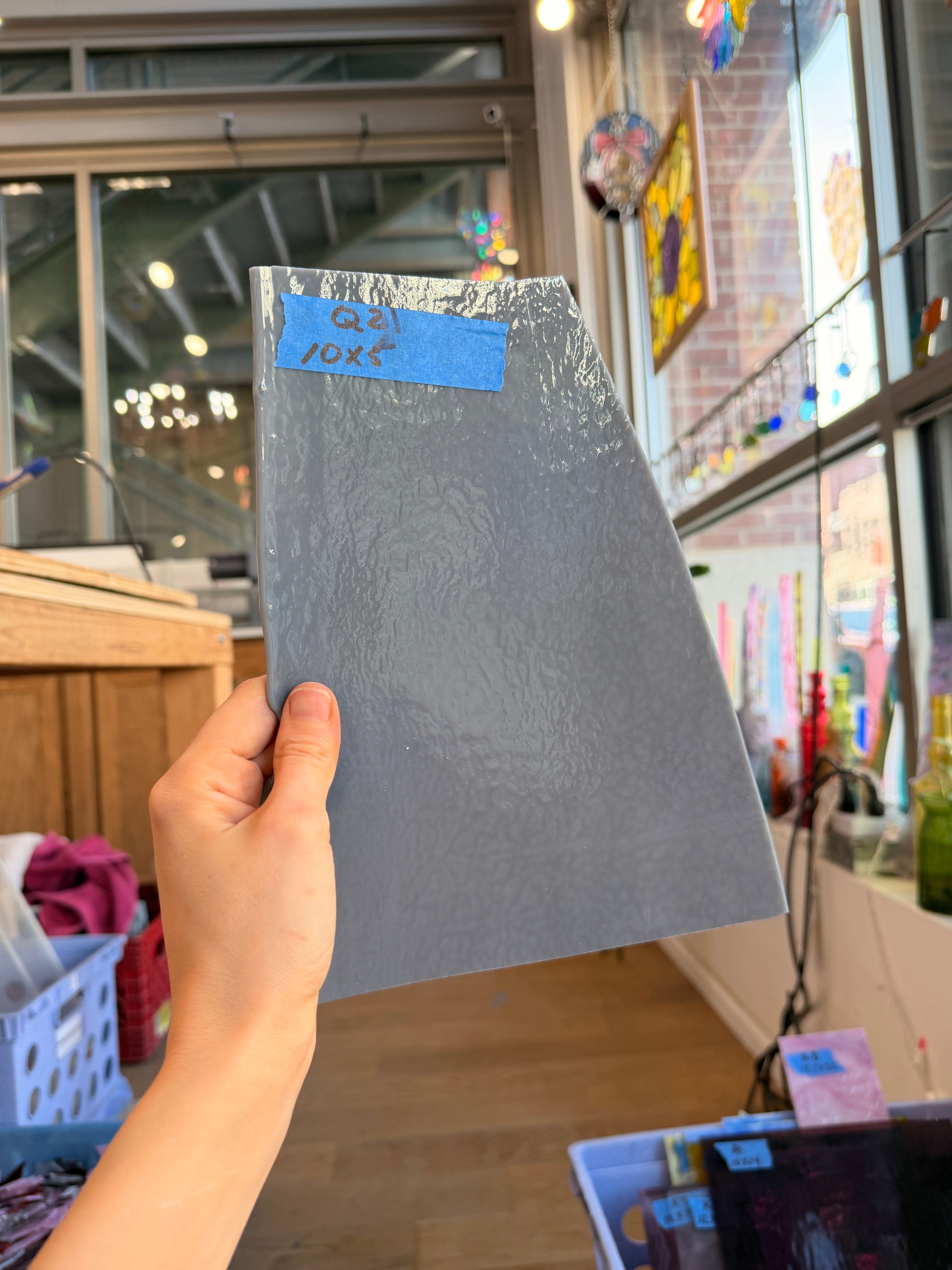 Dark Gray Bullseye Opaque Fusible 90 COE Sheet Glass Colorado Glassworks 10x5in (BE-44887085)