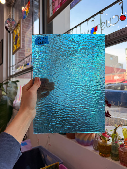 Iridescent Blue Ripple Wissmach Sheet Glass Colorado Glass Works