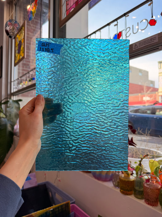 Iridescent Blue Ripple Wissmach Sheet Glass Colorado Glass Works