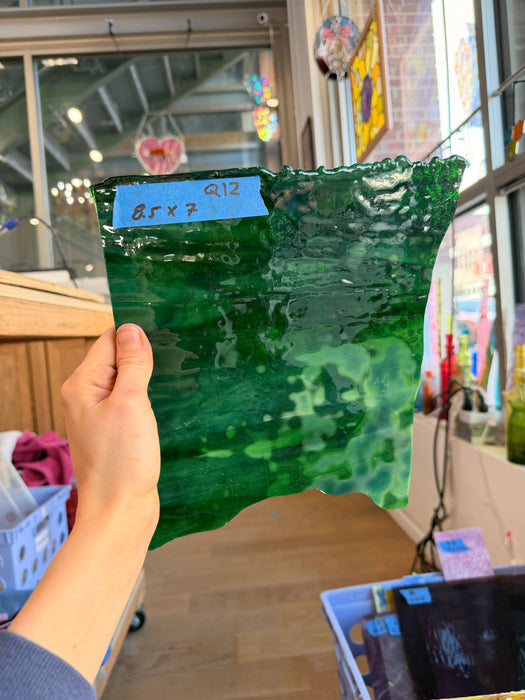 Bullseye Dark Green Mottled Sheet Glass Colorado Glassworks 8.5x7in (BE-25425197)