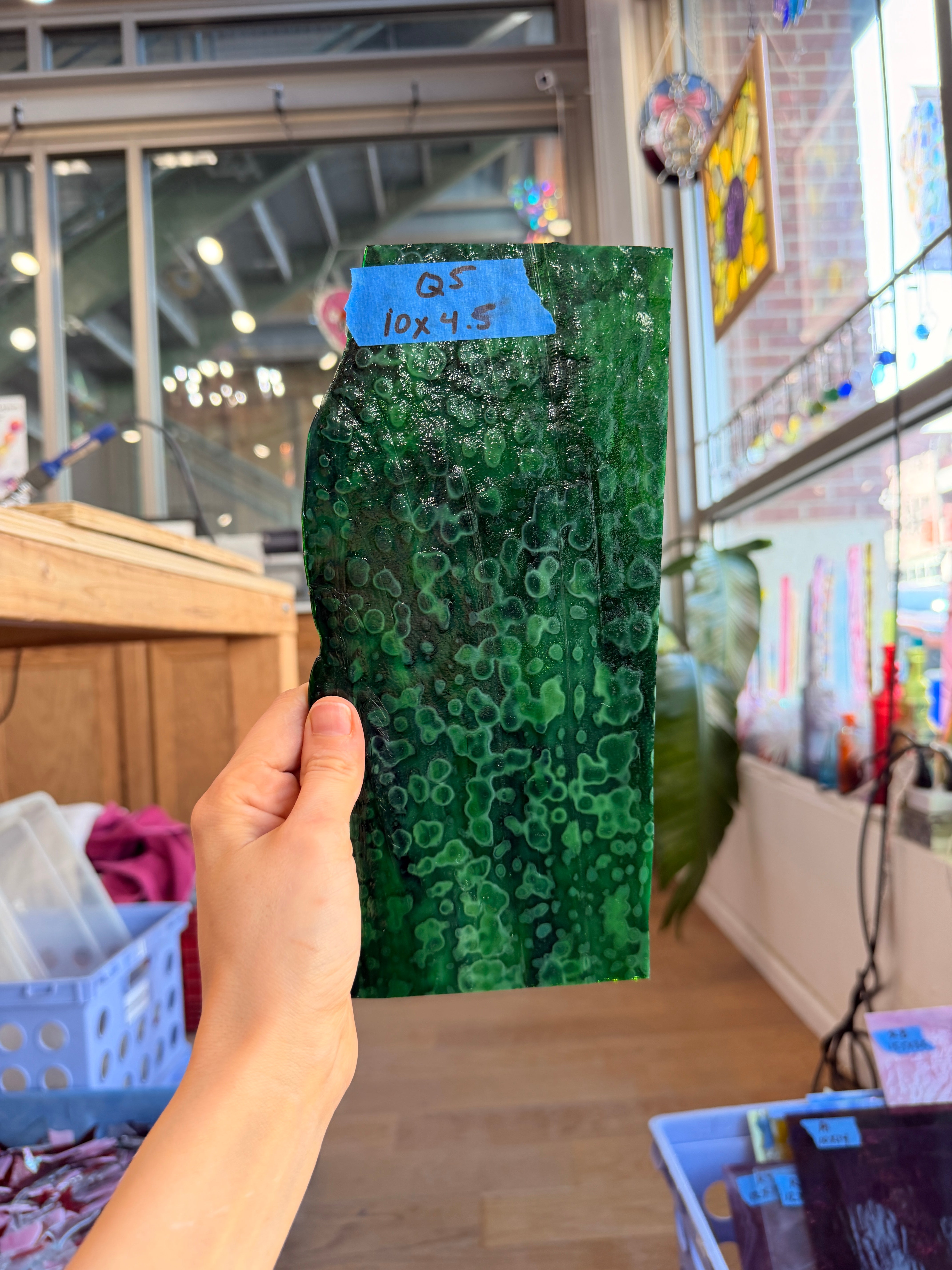 Bullseye Dark Green Mottled Sheet Glass Colorado Glassworks 10x4.5in (BE-25457965)